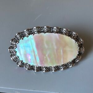 Elegant Silver and Iridescent Brooch